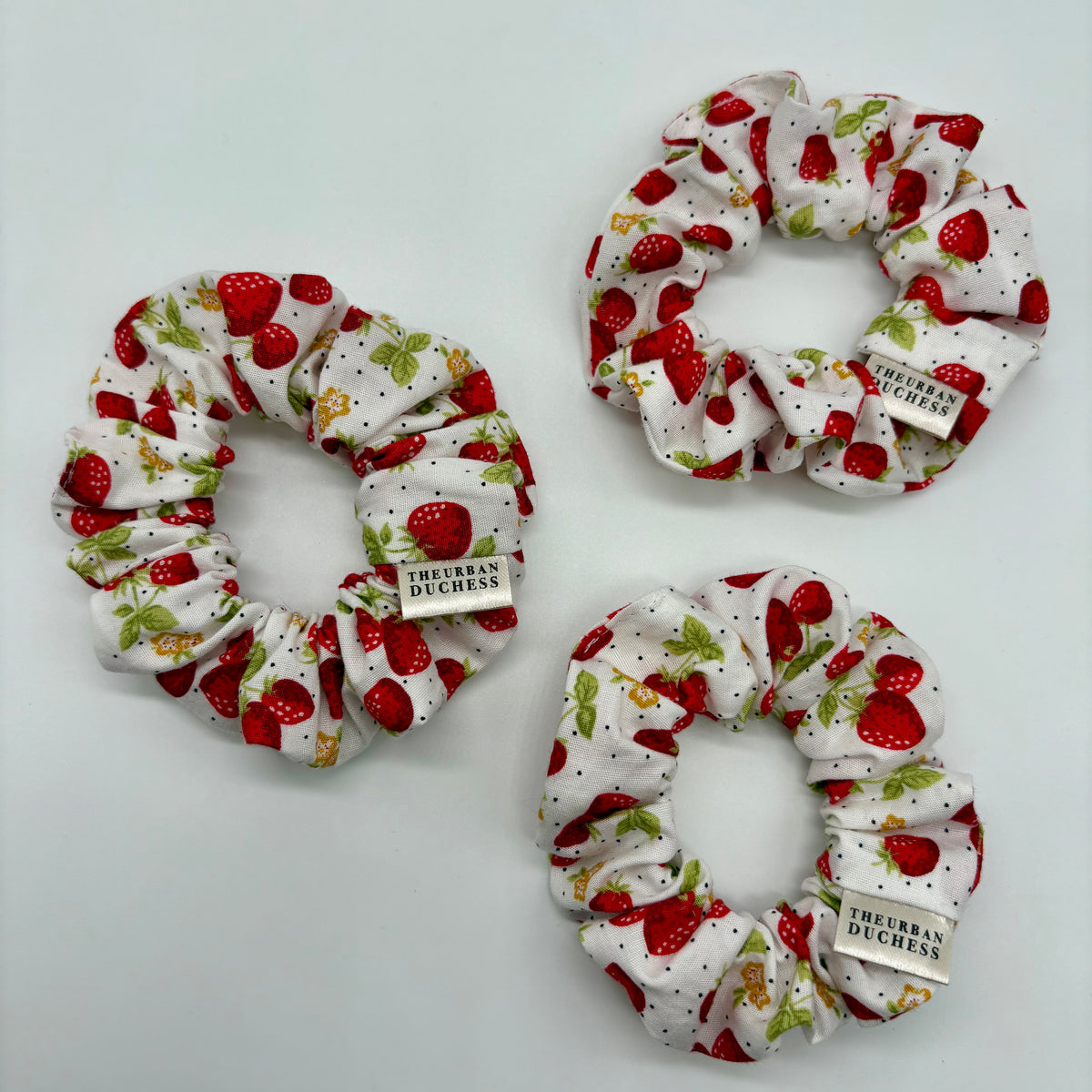 Strawberries & Cream Mini Scrunchie